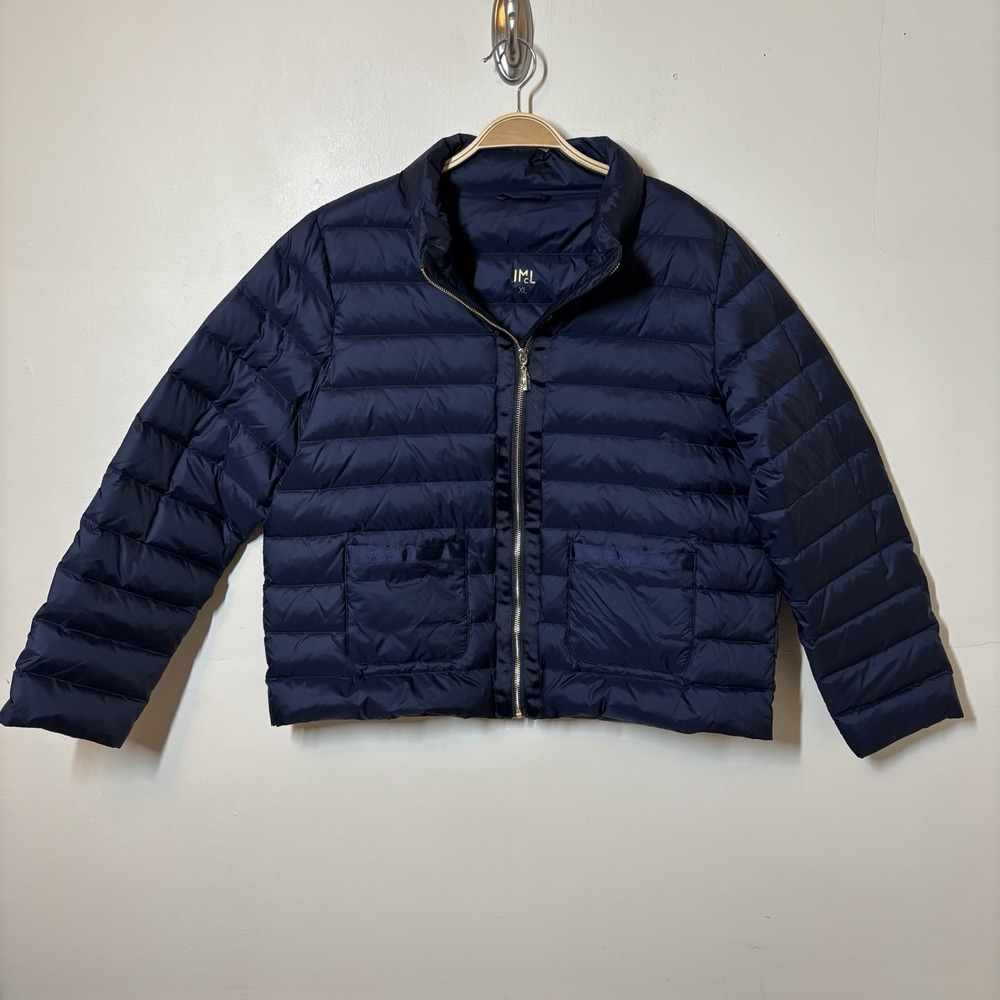 J. McLaughlin Meara‎ Puffer Jacket Coat Cropped Goose Down Navy Preppy XL NWOT